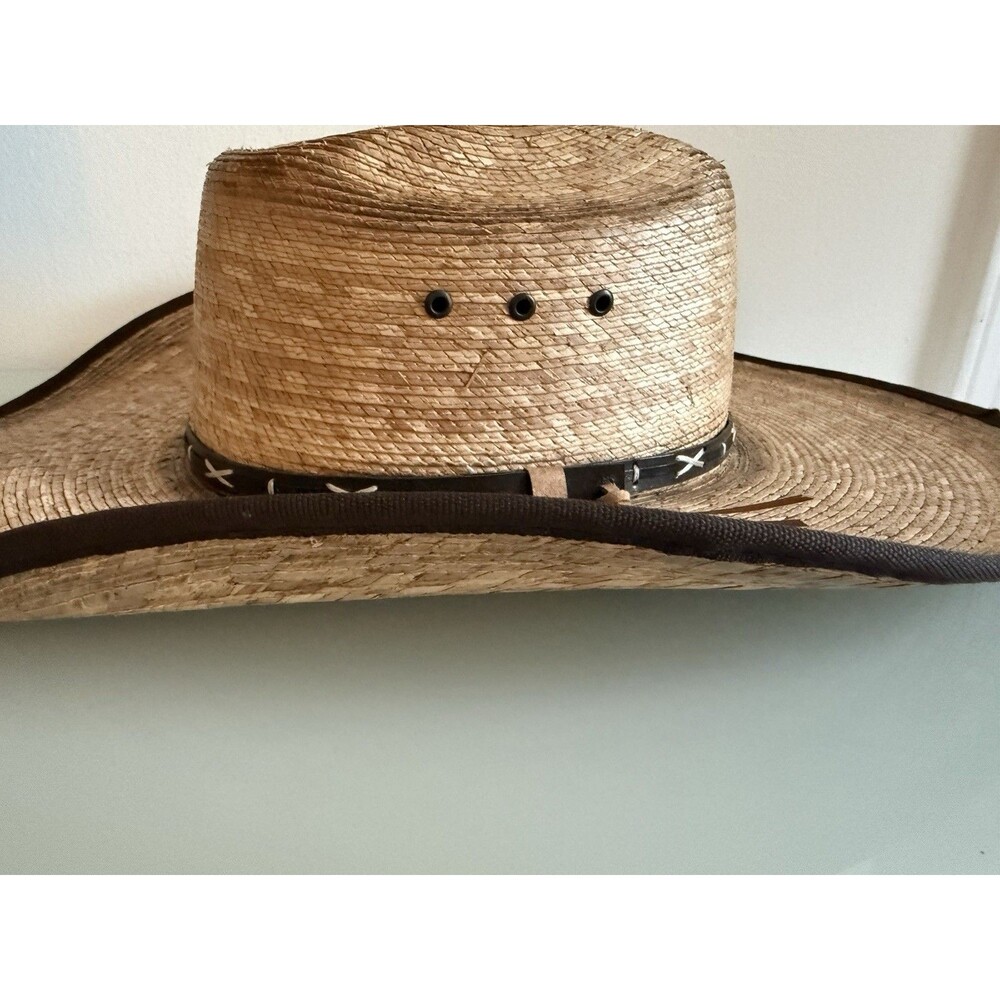 Cody James 15X Straw Cowboy Hat Western Rancher Wide Brim Leather Band Brown